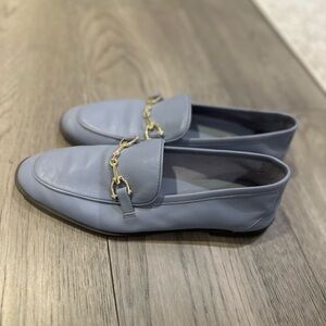 Elegant Blue Loafers with Gold Chain Detail